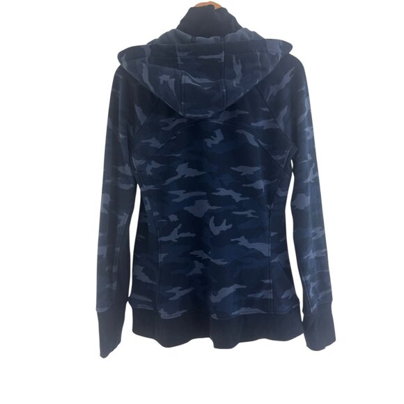 Athleta Triumph Blue Camo Print Full Zip Hoodie Pockets Size L Sweatshirt Jacket - Picture 7 of 15